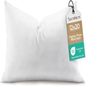 Swandream 12x20 깃털 요추 베개 삽입물 커버용 장식용 쟁반 침대와 소파에 부드러운 지지력과 더 풍성한