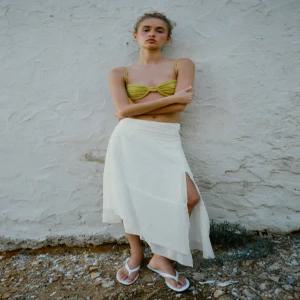 ZARA 러스틱 페브릭 언밸런스 스커트 - 크림 3666/095/712