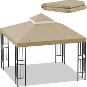 섬폴러 10x10 FT 가제보 교체 캐노피 탑 커버 더블 레이어 야외 바비큐 지붕 그릴 쉘터 브라운