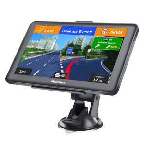 AWESSAFE 자동차용 GPS 내비게이터, 최신 2026 지도 7인치 터치스크린, 실제 음성 회전 방향 알림 내비게이션, 차량용 내비게이션 시스템, 속도 및 적색등 경고 기능이 있는
