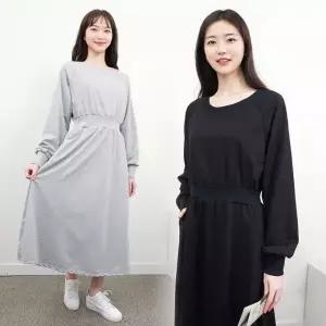 [하프클럽/]롱 원피스 루즈핏 플레어 맨투맨 간절기 긴팔 홈웨어