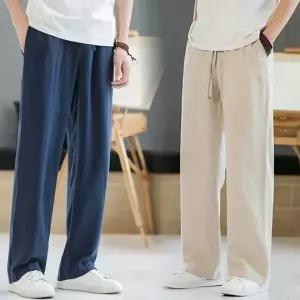 [하프클럽/]슬랙스 남자  배기 팬츠 마 소재 밴딩 바지 여름 쿨팬츠
