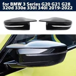 G30 G38 밝은 검정색 사이드 윙 백미러 커버 캡 BMW 3 4 5 7 시리즈 G20 G21 G28 G22 G11 G12 M4 스타일