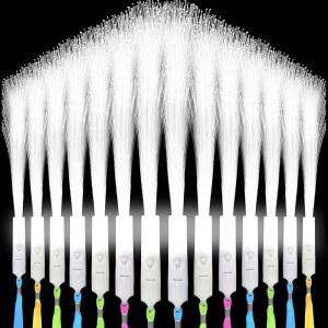 SHQDD 48 PCS 흰색 광섬유 지팡이 네온 파티 용품 LED 결혼식 글로우 파이버 스틱 깜박이는 파티를 위한