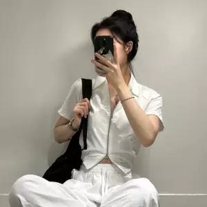 투웨이 카라 반팔 집업 크롭 자켓 3color 카라넥 여름 바람막이 아우터 T114