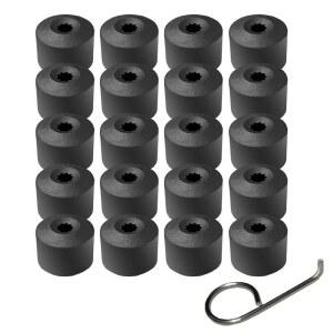 Dkvudho 20pcs 17mm 휠 러그 너트 커버 캡 + 폭스바겐 제타 비틀 패스트 GTI CC 볼트 1K0 601 173 (블랙)