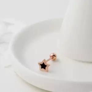 14K GOLD PIN 로즈골드 피어싱 블랙스타