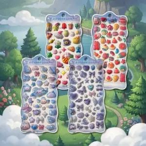 (4개 세트)봉봉 입체 드롭 스티커 귀여운캐릭터 하트 BON BON 3D 블록 캐릭터