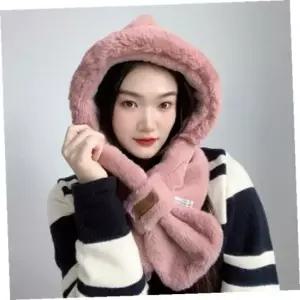 오너클랜 일체형목도리 소프트 퍼 후드머플러 귀도리방한모자 후드목도리 일체형목도리