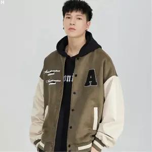 남성캐주얼레터링 카키야구점퍼 바시티자켓 IS-JK54N
