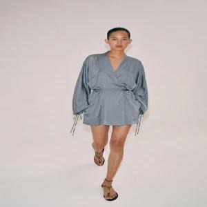 ZARA ZW 컬렉션 크로스 미니 원피스 - 블루 / 그레이 2800/486/485