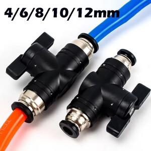 BUC 4mm 6mm 8mm 10mm 공압 푸시 인 퀵 조인트 커넥터 핸드 밸브 스위치 수동 볼 전류 제한