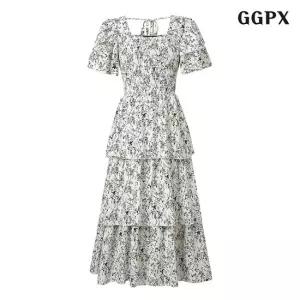 [GGPX]플라워 백끈 롱 원피스 (GPBOW060D)