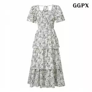 캉캉 플라워 백 끈 롱 원피스 GPBOW060D