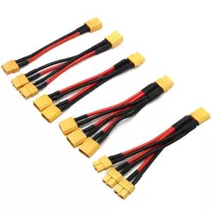 XT60 병렬 배터리 커넥터 암수 케이블 이중 확장 Y 분배기RC 배터리 모터용 3방향 14AWG 실리콘 와이어