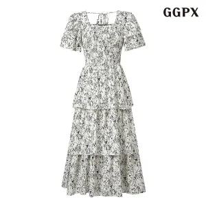 GGPX 캉캉 플라워 백 끈 롱 원피스 GPBOW060D 1147414