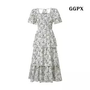 GGPX_SP GGPX 플라워 백끈 롱 원피스 GPBOW060D 408665