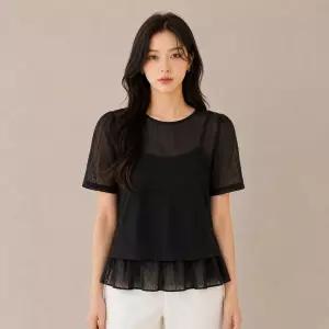JJ지고트 플레어라인 뷔스티에 시스루 블라우스 GS8N0BL251