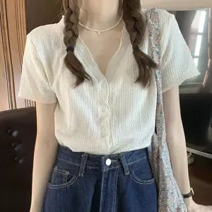 크롭반팔 크롭반팔가디건 주름반팔가디건 반팔 브이넥