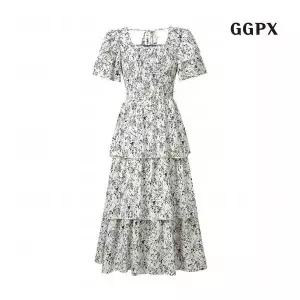 GGPX :89,000원 ㅣ 캉캉 플라워 백 끈 롱 원피스 (GPBOW060D)