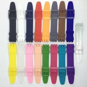 MR NENG 스와치 실리콘 시계 밴드 용 견본 스트랩 버클 블랙 17mm 19mm 20mm 고무 Strap16MM 액세서리
