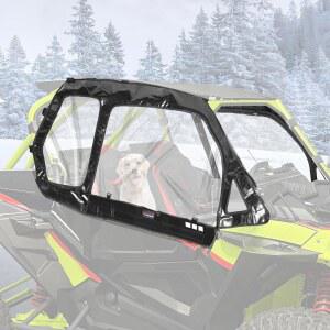 2014-2023 RZR XP 1000 / 터보용 StarknightMT 업그레이드 지퍼 UTV 캡 인클로저, 반사 스트립이 있는 방수 PVC 소프트 어퍼 도어 2인승 투명 사이드 윈도우 액세서리