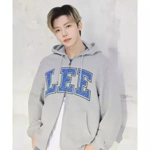 매장정품 LEE [NCT 재민 PICK]컬리지 로고 후드 집업 그레이