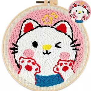 프랑스자수기초 프랑스자수패키지 고양이 자수 300 x 225mm WFPA3PW