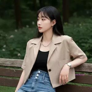 여성 아우터 자켓 린넨 오버핏 크롭 썸머 여름 반팔ssu855