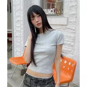 후아유 캘리걸Ribbed Short SLEEVE T-shirt WHRAG2421F