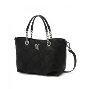 [국내백화점 매장정품] 닥스 DAKS WOMENS ACCESSORIES 블랙 소가죽 자수 포인트 DD로고 체인 토트백_DCBA6E