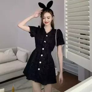 트위드 원피스 여자 결혼식 상견례 피로연 하객룩 스커트 반팔 버튼 미팅 학생 모임 프릴 데