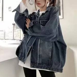 캐주얼 여성 패션 오버핏 진청 데님 자켓 외출 점퍼