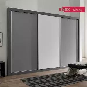 밀레 무광 그레이콤비 슬라이딩 장롱-399cm (4도어)