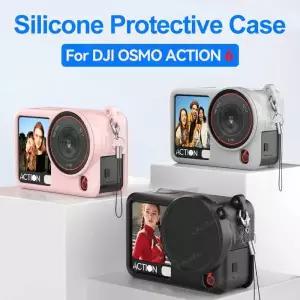 DJI 오즈모 액션 6 카메라 액세서리용 실리콘 보호 커버 스크래치 방지 렌즈 캡 슬리브 포함 풀 프로텍터 케이스