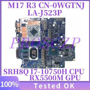 0WGTNJ LA-J523P SRH8Q I7-10750H CPU가 장착된 Dell M17 R3 노트북 마더보드용 215-0932284 RX5500M 100%