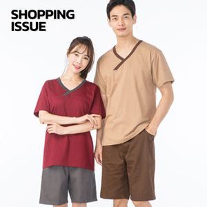 국산 찜질복 티셔츠 반바지 마사지복 숯가마옷 세트