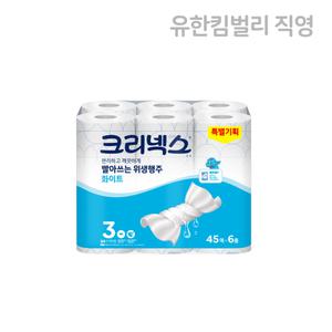크리넥스 빨아쓰는 위생행주 화이트 45매 X 6롤 1EA 229154