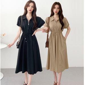 여성스러운 드레스 원피스 레이스업 데일리 하객룩 세련된 퍼프 소매