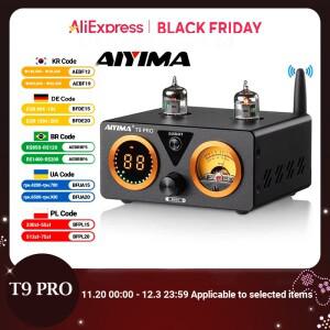 AIYIMA T9 프로 하이파이 블루투스 튜브 앰프 VU 계량기 스테레오 파워 USB DAC COAX OPT 홈 오디오 100W x