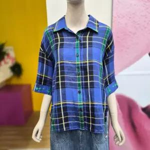 [베네통] 자수 패턴 체크블라우스 BABLA2631_DJ