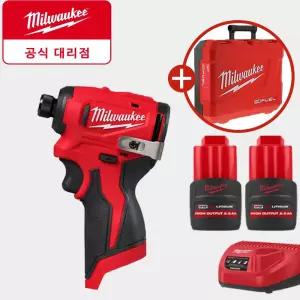 밀워키 콤팩트 임팩 드릴 12V 전동 무선 충전공구 M12 BLIDRC-252C 배터리(2.5) 2개 세트
