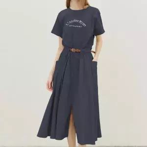 [리안뉴욕]배색 벨트 블루종원피스 RTEWOP010 EIC