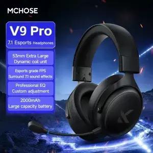 MCHOSE V9 Pro 게이밍 헤드셋 마이크가 포함된 PC용 오버이어 쿼드 모드 무선 블루투스 헤드폰(델타