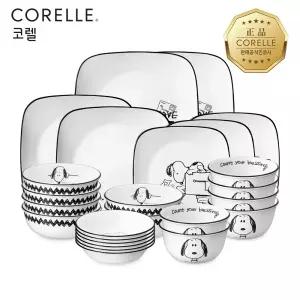 코렐 스누피앤찰리에디션 한국형 6인 25P 사각 홈세트