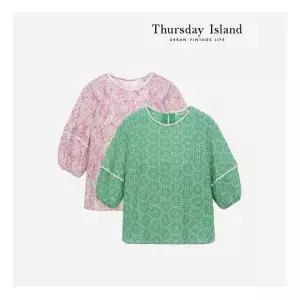 써스데이아일랜드 Thursday Island 펀칭 자수 레이스 블라우스T244MBL246W 512637