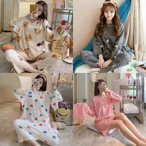 여자 신상 봄 가을 긴팔 잠옷 상하의 세트 원피스[WD38551]
