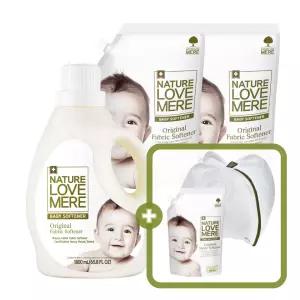 네이쳐러브메레 아기섬유유연제 용기 1800ml 1개+리필 1300ml 2팩 + [GIFT] 오리지널향 유연제 리필 500ml 1팩 + 무형광 아기 세탁망 원형 중형 1개