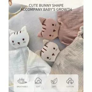 부드러운 목화 모슬린 턱받이 박제 고양이 인형 신생아 달래기 수건 담요 잠자는 포옹 Facecloth