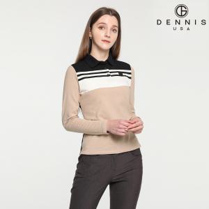 데니스골프 [DENNIS] 여성 스트라이프 배색 티셔츠_NALFLTS053